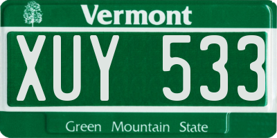 VT license plate XUY533