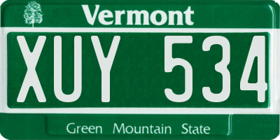 VT license plate XUY534