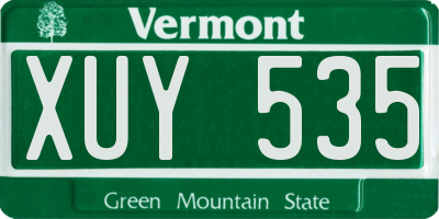 VT license plate XUY535