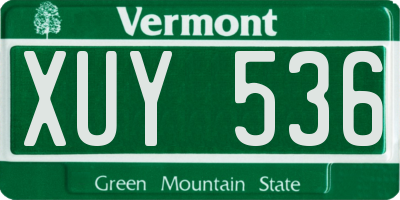VT license plate XUY536