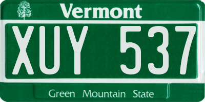 VT license plate XUY537