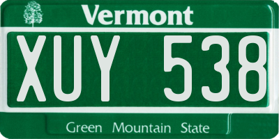 VT license plate XUY538