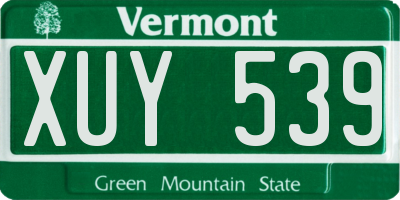 VT license plate XUY539