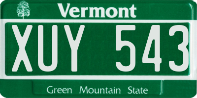 VT license plate XUY543
