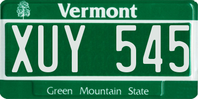 VT license plate XUY545