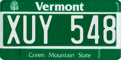 VT license plate XUY548