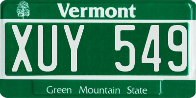 VT license plate XUY549