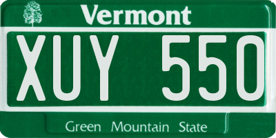 VT license plate XUY550