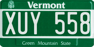 VT license plate XUY558
