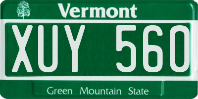 VT license plate XUY560