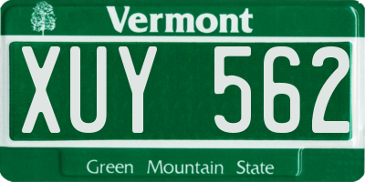 VT license plate XUY562