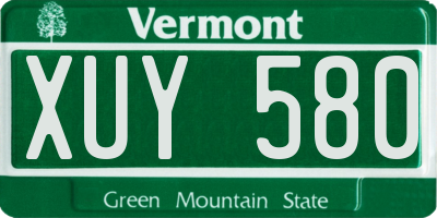 VT license plate XUY580
