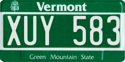 VT license plate XUY583