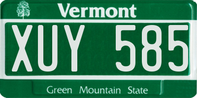 VT license plate XUY585