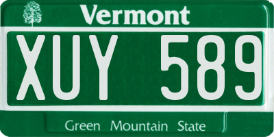 VT license plate XUY589