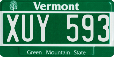 VT license plate XUY593