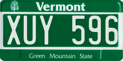 VT license plate XUY596