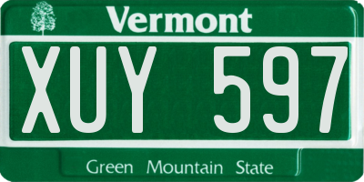 VT license plate XUY597