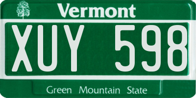 VT license plate XUY598