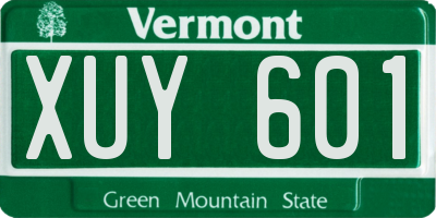 VT license plate XUY601