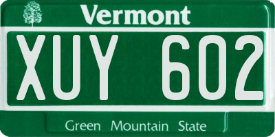 VT license plate XUY602