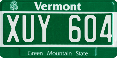 VT license plate XUY604