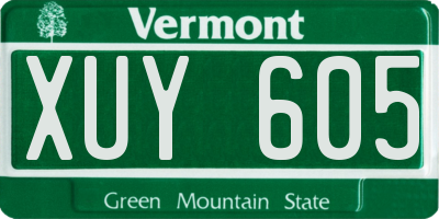VT license plate XUY605