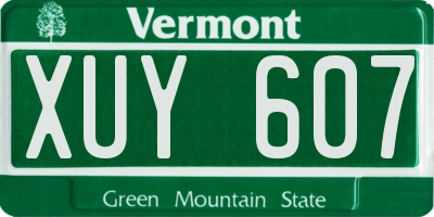 VT license plate XUY607