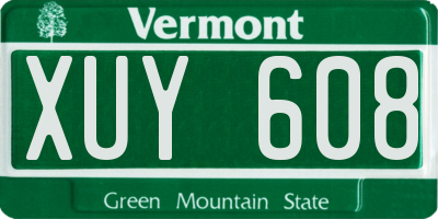 VT license plate XUY608