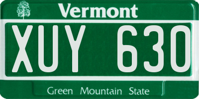 VT license plate XUY630