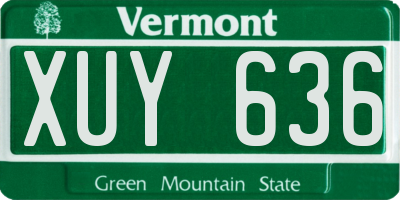 VT license plate XUY636