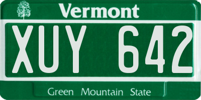 VT license plate XUY642