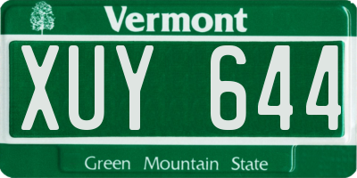 VT license plate XUY644