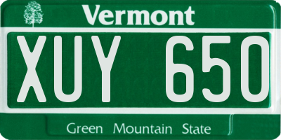 VT license plate XUY650