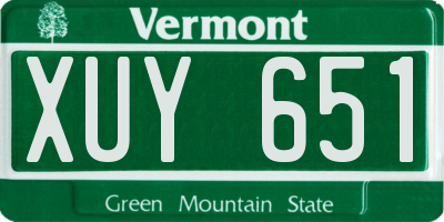 VT license plate XUY651
