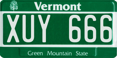 VT license plate XUY666