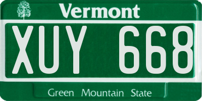 VT license plate XUY668