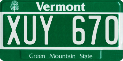 VT license plate XUY670