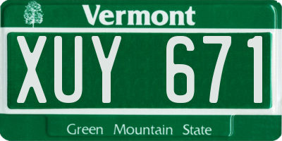 VT license plate XUY671