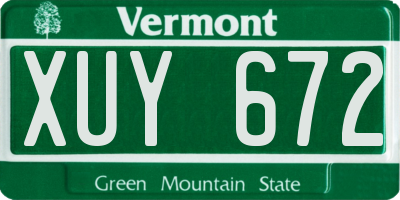 VT license plate XUY672