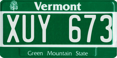 VT license plate XUY673