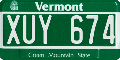 VT license plate XUY674