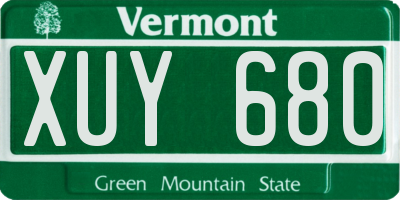 VT license plate XUY680