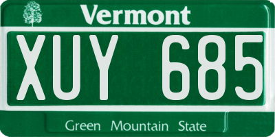 VT license plate XUY685