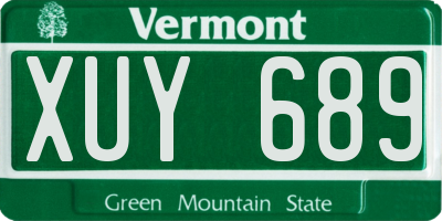 VT license plate XUY689