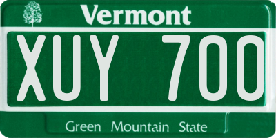 VT license plate XUY700