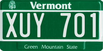 VT license plate XUY701