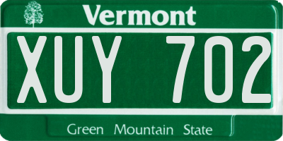 VT license plate XUY702