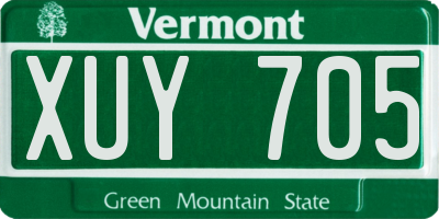 VT license plate XUY705