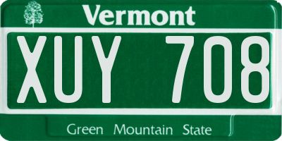 VT license plate XUY708
